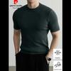 Pierre Cardin Men's Knit Mulberry Silk Blend Short Sleeve T-Shirt