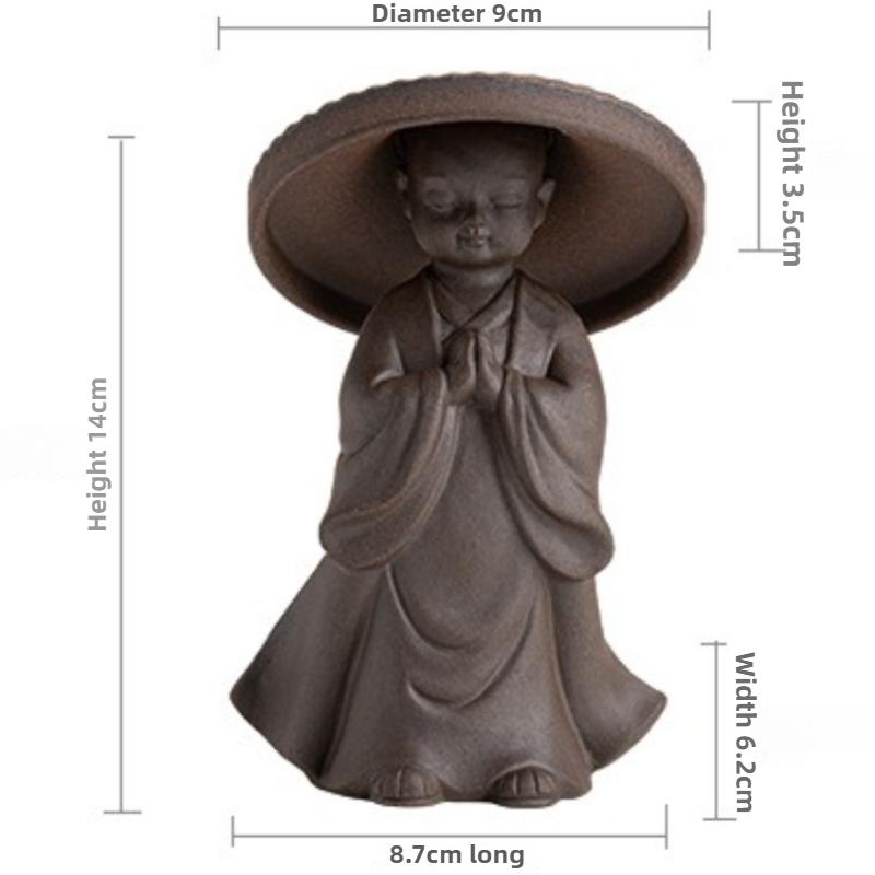 Japanese Gilding Iron Glaze Monk Tea Strainer All-Ceramic Integrated FilterTea Pet Decoration Tea Net Tea Strainer Tea Filter