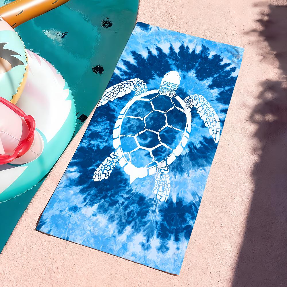 Line Ocean Art Style Turtle Towel Soft Pool Gift For Travel Gym Shower Camping Quick Dry Sports Large Beach Towels