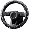 YOGURTCK Diamond Soft Leather Anti-Slip Steering Wheel Cover With Bling Bling Crystal Rhinestones, Universal 15 Inch For Women Girls, Fit Vehicles,