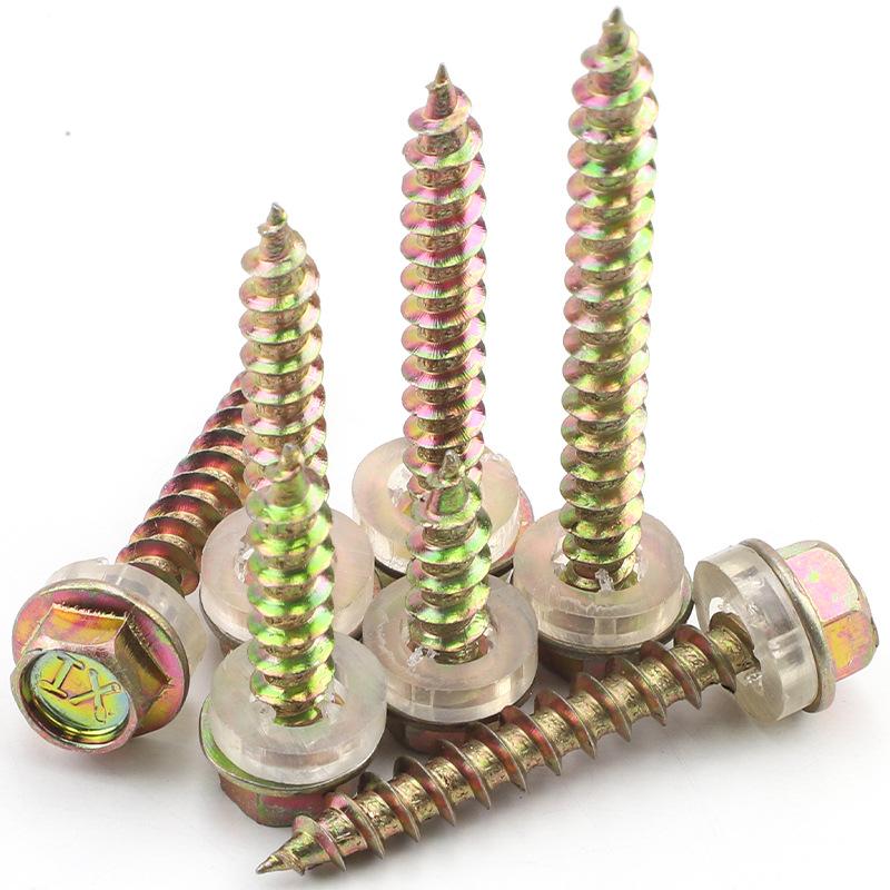 Iron-Plated Zinc Hexagonal Self-Tapping Wood Screws, Furniture Flange Screws M5.5