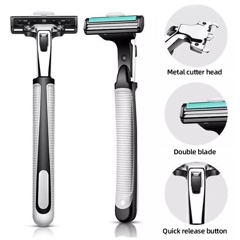 Universal Two-layer Manual Razor, Beard Knife, Double-blade Blade, Men's Shaving, Beard Knife