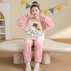 Girls Winter Coral Fleece Pajama Set Cartoon Animal Print Thick Warm Sleepwear Ages 8