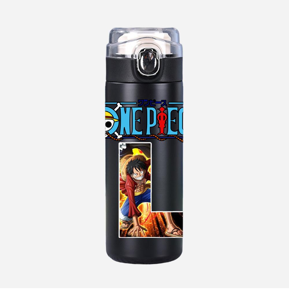 Anime Cartoon Printed Black Thermos Cup Portable Stainless Steel 400Ml Water Bottle Leak Proof Camping Water Cup Gift