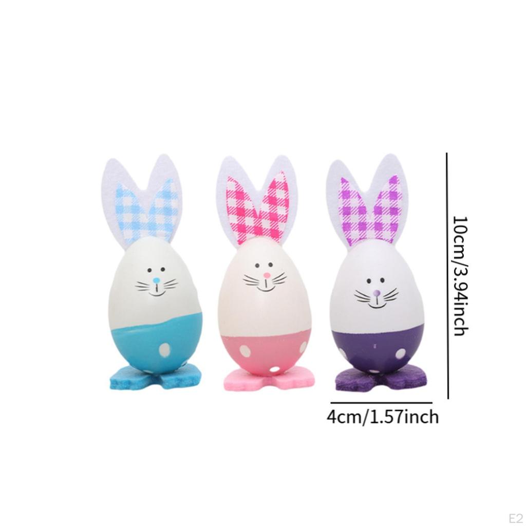 3 Pieces Easter Eggs Adornments Cute Party Favors Decoration Decorative Rabbit Figurines