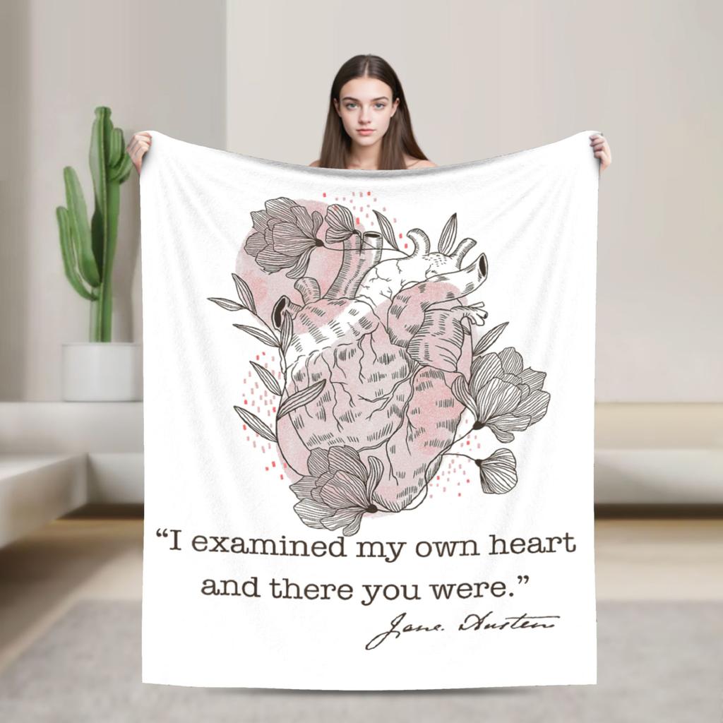 Jane Austen Pride and Prejudice Flannel Blanket Obstinate Headstrong Girls Vintage Throw Blankets for Home 200x150cm Lightweight