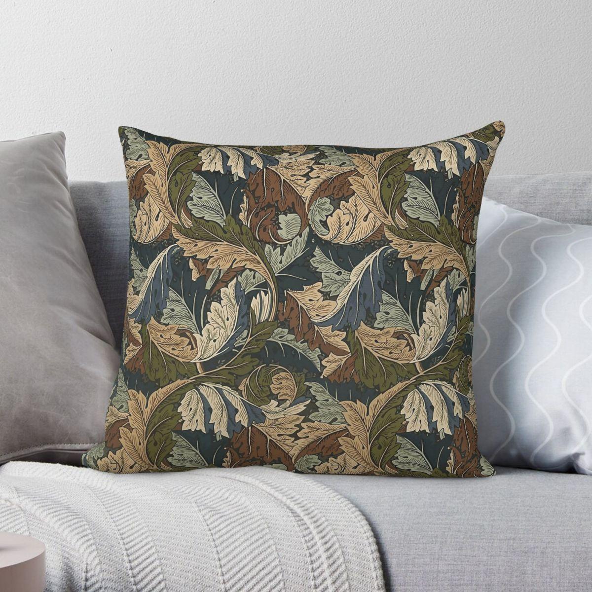 Exquisite Ornaments Unisex William Morris Acanthus Square Pillowcase Polyester Linen Velvet Pattern Zip Decorative Pillow Case Home Cushion Cover