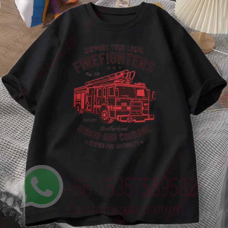 Firefighter Fire Department Fire Truck Mens TShirt Tracksuit Summer Casual Sportswear Round Neck Shortsleeved Cotton Pullover