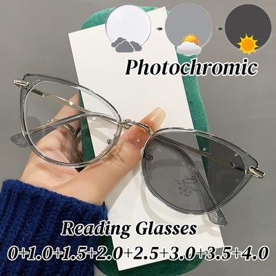 Intelligente photochrome Lesebrille für den Außenbereich, modische Luxus-Fernsichtbrille für Männer und Frauen, Katzenaugen-Anti-Blaulicht-Brille