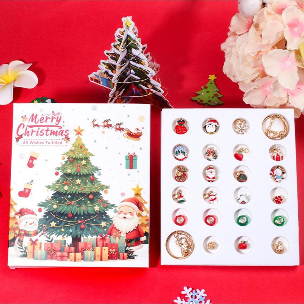 Calendar Advent Charm Christmas Countdown Calendar Bracelets Making Kit 24-Days Jewelry Making Supplies For Kids Teens Women
