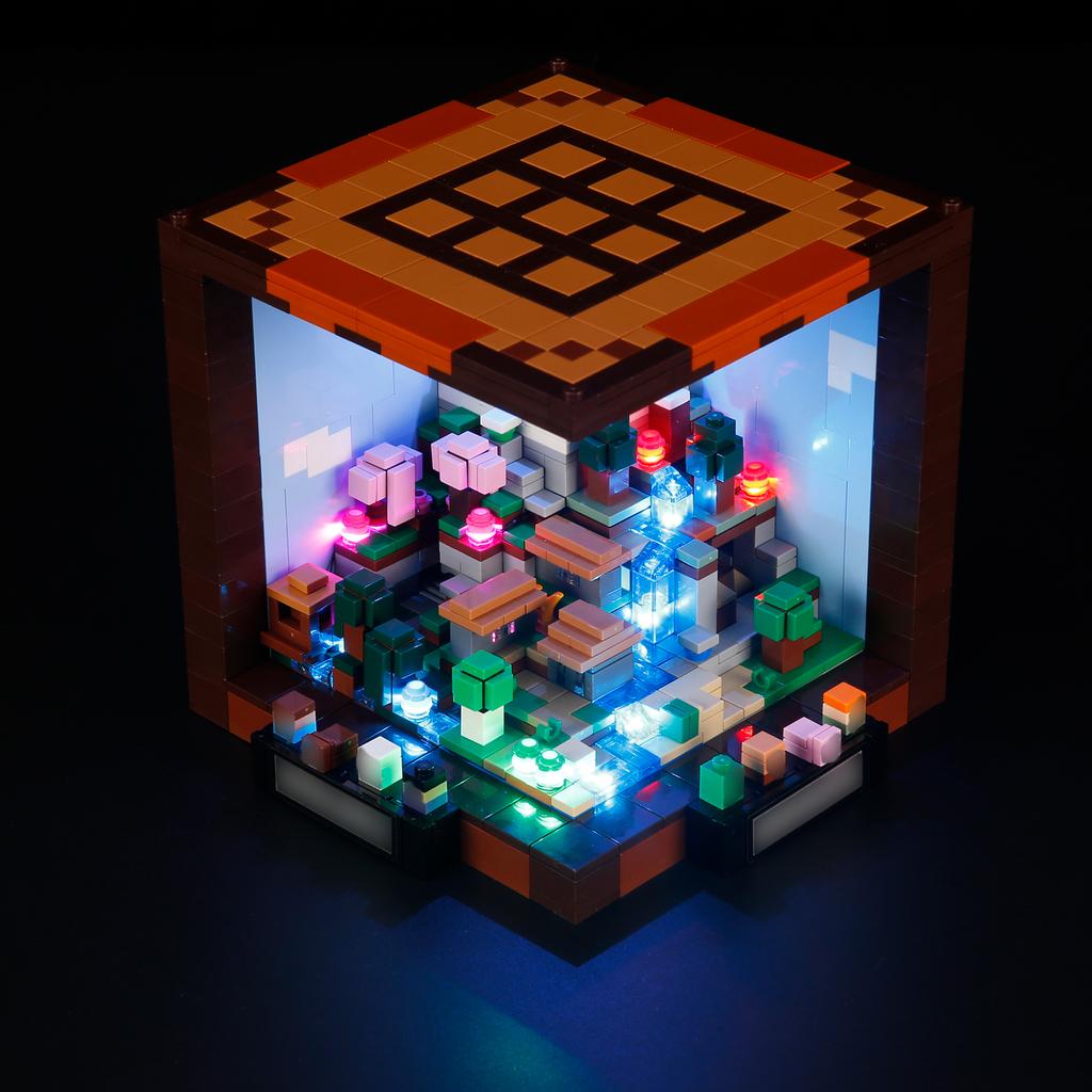 DIY LED Lighting Kit For Lego Minecraft 21265 The Crafting Table Building Block Toy Decoration Adjustable Lighting Accessories
