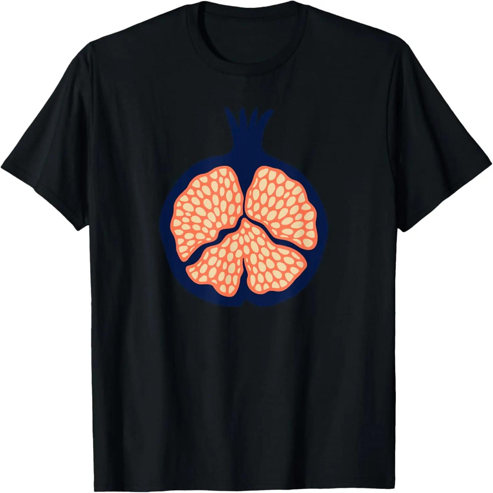 POMEGRANATE Retro Plump Tropical Fruit - Orange Dark Blue T-Shirt S