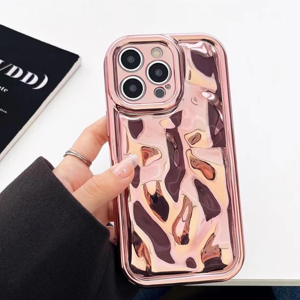 Qianliyao 3D Electroplated Meteorite Pattern Phone Case For iPhone 15 14 13 12 16 Pro Max 14promax Soft Shockproof Back Cover