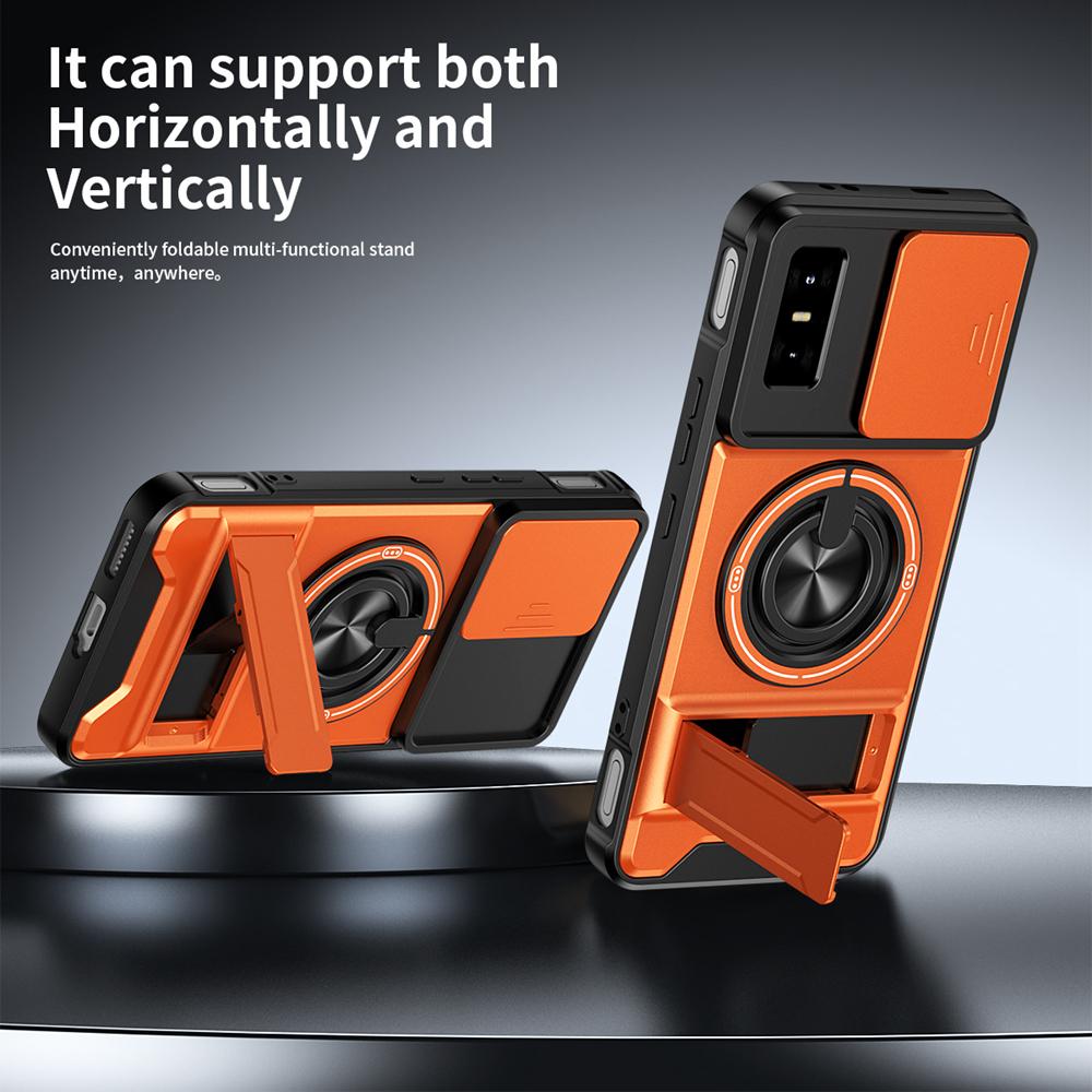KEYSION Magnetic Phone Case for Infinix GT 30 30 Pro 5G Slide Camera Protection Upright Kickstand 360 Ring Shockproof Back Cover