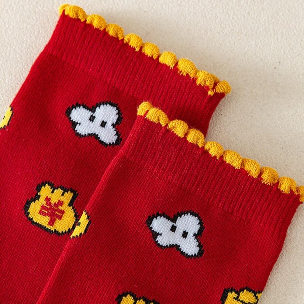 5Pairs Cartoon Snake Year Socks Ruffle Tube Socks Women Harajuku Zodiac Year Socks  Autumn Winter