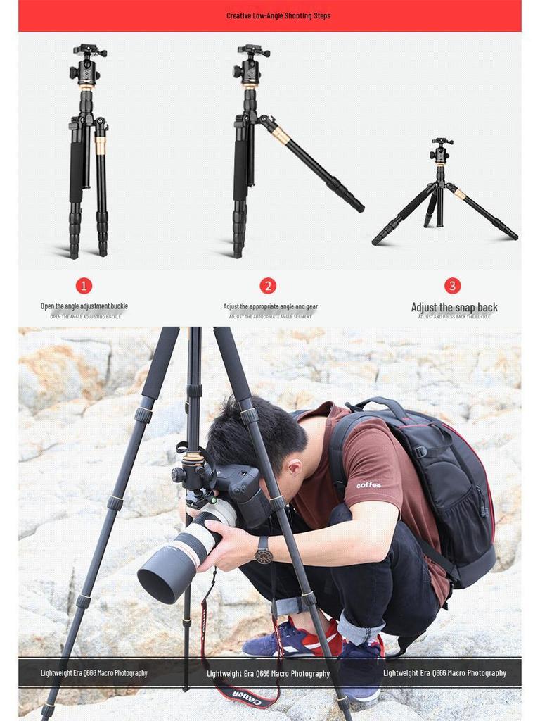 7-Licht-Last Q666 Reise-Stativ für Spiegellose & DSLR-Kameras