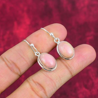 Orecchini artigianali in opale rosa, orecchini in argento sterling massiccio 925, gioielli dal design unico, per donne
