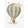 Monkey Lion Poster and Print Canvas Painting Wall Art Picture for Kids Room Nursery Decor Watercolor Hot Air Balloon Animal