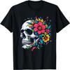 Flower Skull Floral Abstract Bloom & Bone - Life & Death Art T-Shirt