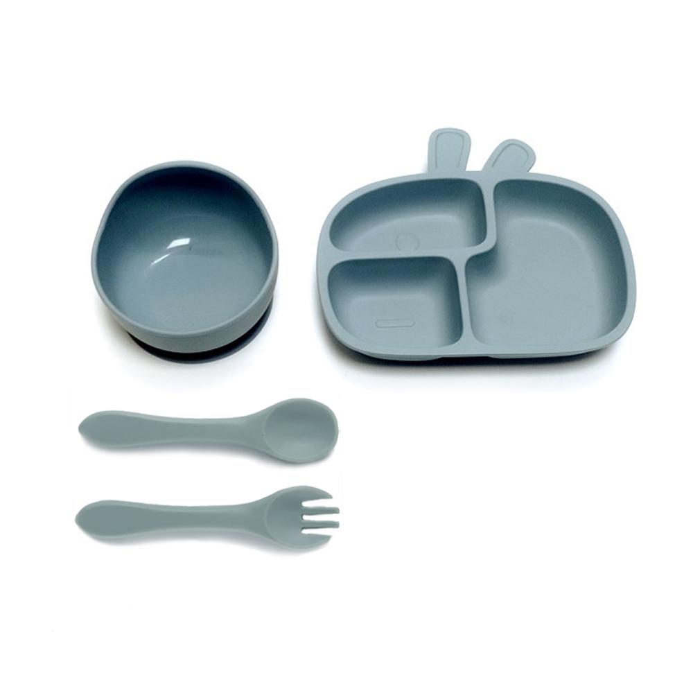4pcs Infant PlateInfant BowlSuction CupSilicone CompartmentFeeding ToolsSet of Drop-proof plus Scald-proof Tableware