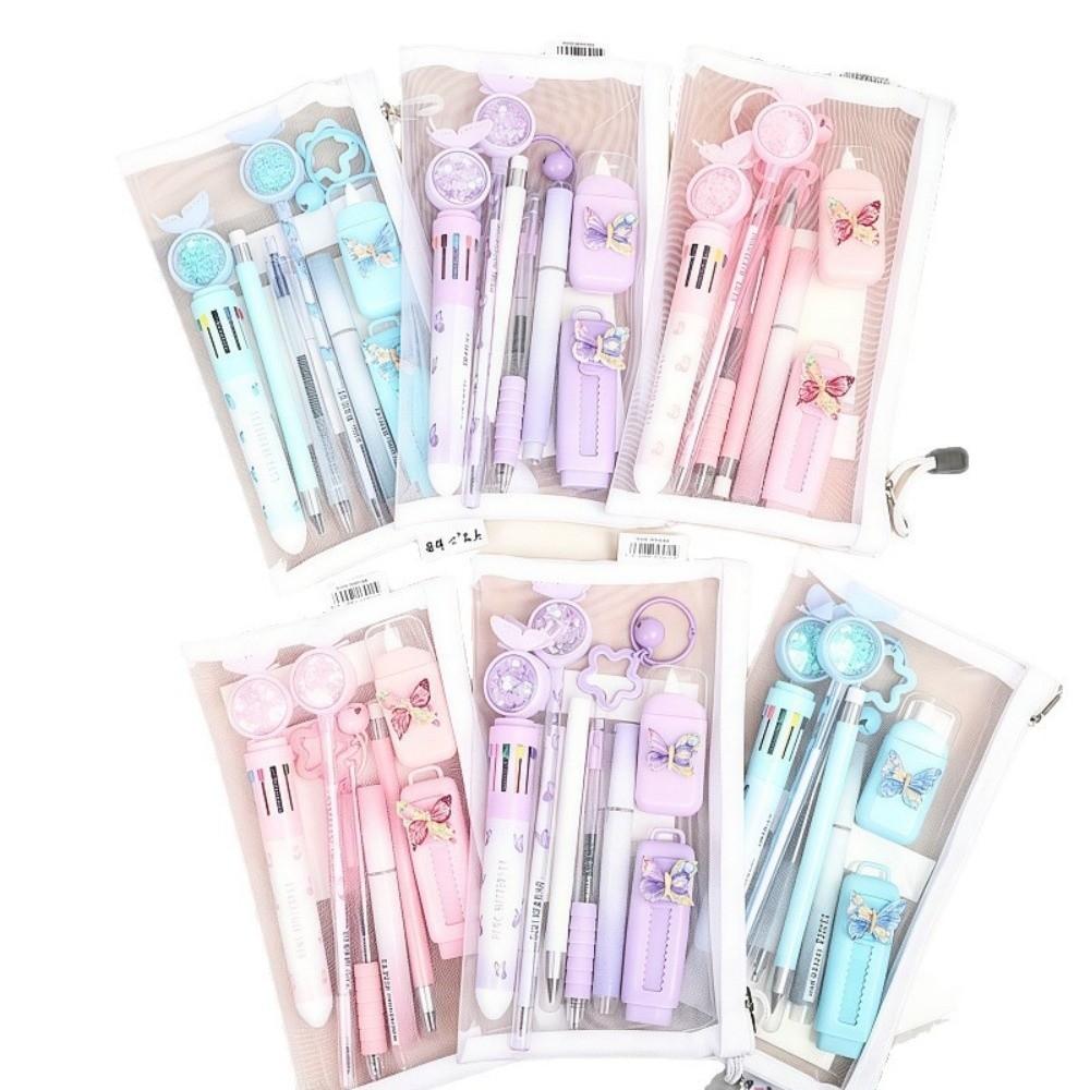 10pcs/Set Butterfly Series Writing Tool Kit Plastic Gel Pens Correction Tape  Children's Day Gifts