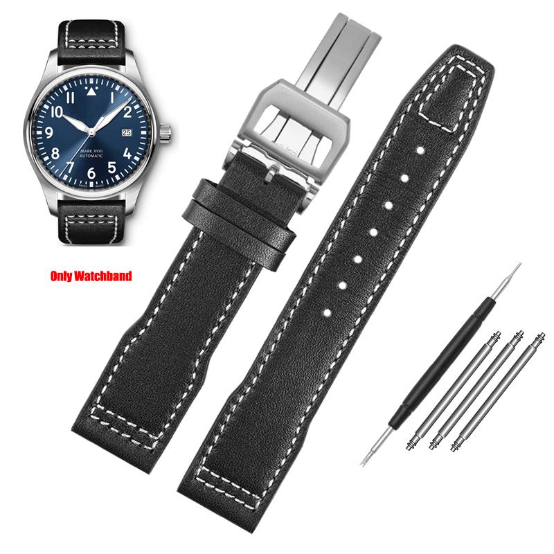For IWC Pilots Little Prince Watch IW327004/IIW377714 Mark16/17/18 Portuguese Leather Strap 20 21mm Men Watch Band Belt Bracelet