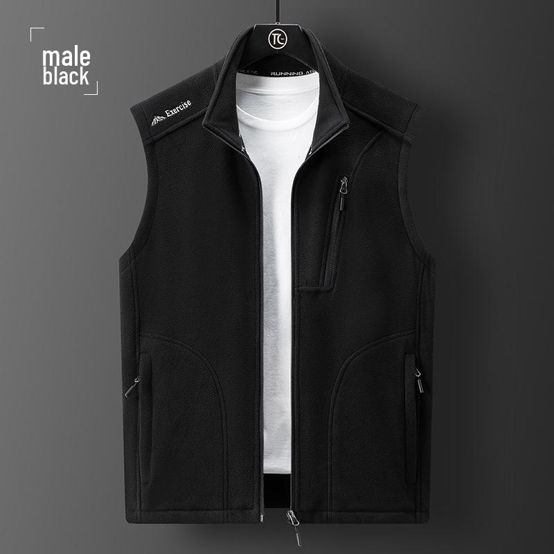 Herren Herbst/Winter Stehkragen Fleeceweste: Warme, mit Samt gefütterte, lässige Outdoor-Jacke