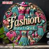 D Flat Pc Fashion Aluminum Metal Tin Sign Clothing Round Aluminum Sign Shoes XRound Aluminum Sign Accessories