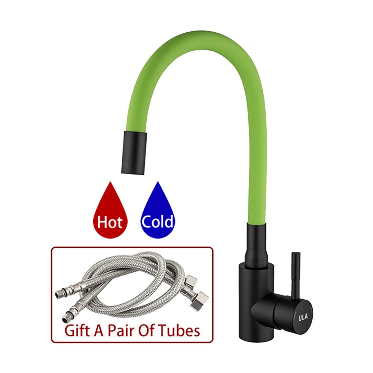 

ULA кухонный смеситель, цветной шланг, черный смеситель, кухонный смеситель, смеситель для раковины с горячей и холодной водой для кухни G1/2 чёрный/зелёный