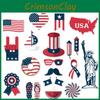 American Independence Day Photo Props Set With 20 Paper Party Decorations For Celebrations
