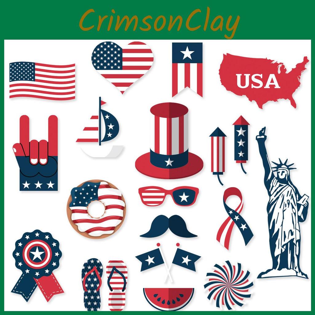 American Independence Day Photo Props Set With 20 Paper Party Decorations For Celebrations