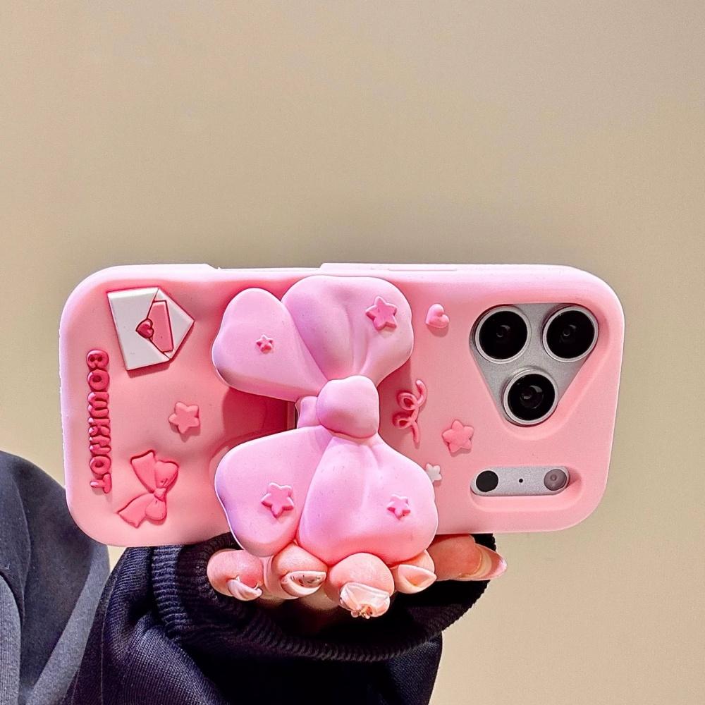 Korean Style Star Bow iPhone 17 Pro Max Case Full Edge Protective Cover for Women Anti Drop Phone Shell