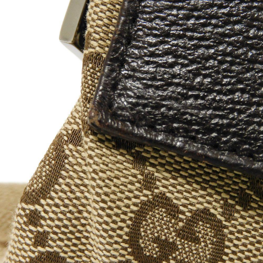 Used 9539 GG Canvas Waist Bag 28566 7929 Calfskin Brown Waist Pouch Shoulder Bag with Embossed Logo Beige Men's from