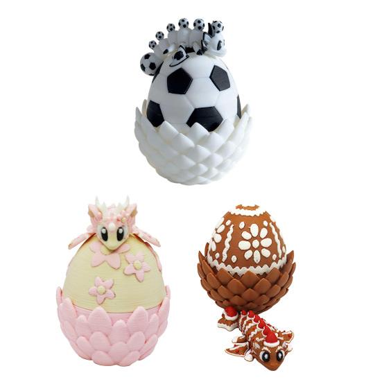 3D Printed Dragon Egg with Mini Dragon Inside, Collectible Articulated Winged Dragon Fidget Toy, Sports Ball Theme Stress Relief Toy