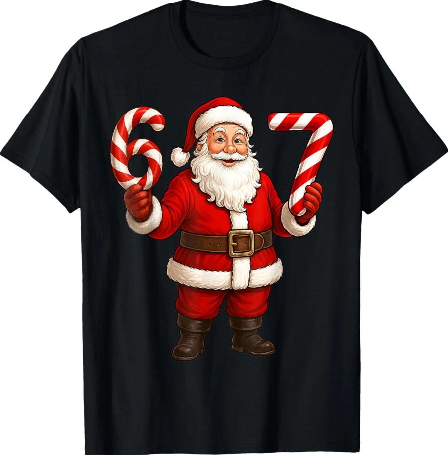 Funny Christmas Santa 67 Tee, Candy Cane Santa Claus Unisex, T-Shirt XXL