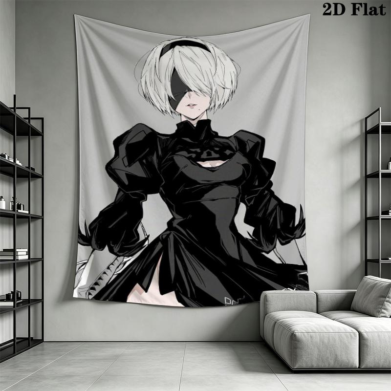 NieR Automata Wall Tapestry Aesthetic Wall Hanging Printed Fabric Blanket Decorative Tapestries for Bedroom Living Room Home Decor