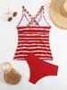 New European & American Women's Sexy Stripe Print Bikini Swimsuit