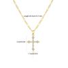 18K Gold Figaro Necklace with Zircon Cross - Non-Fading Stainless Steel Chain for Women