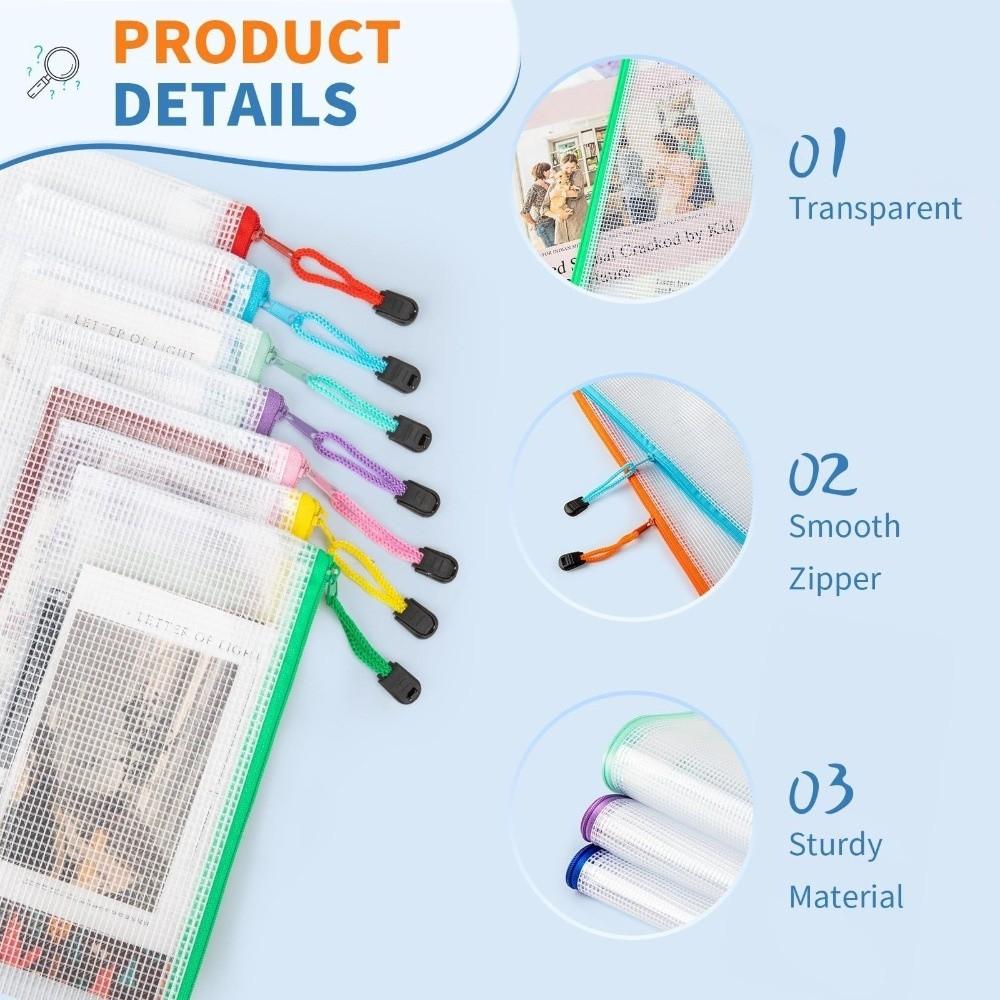 Thick Mesh Zipper Pouch Waterproof Bill Storage Bag Multipurpose Stationery Organizer  Students