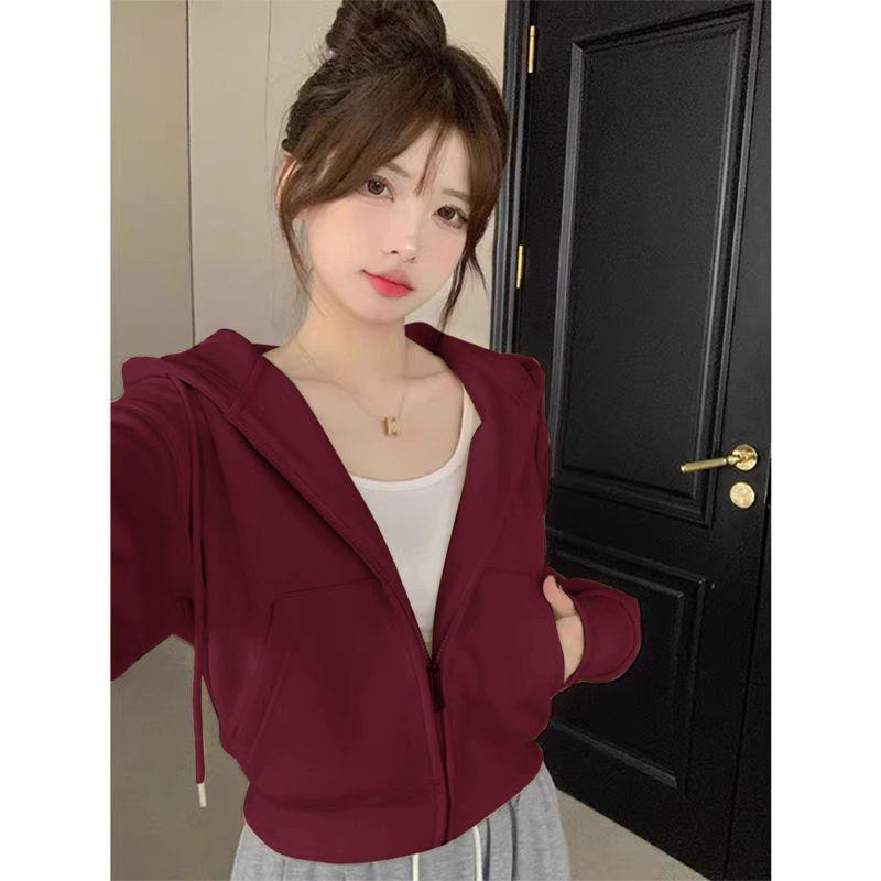 Women's Hooded Zip-Up Sweatshirt Jacket - Autumn/Winter Trendy Petite Cardigan