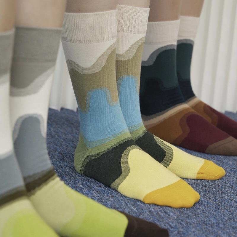 Gradient Socks Niche Design Pure Cotton Socks Personalized Oil Painting Internet Celebrity Trendy Versatile Mid-Leg Socks
