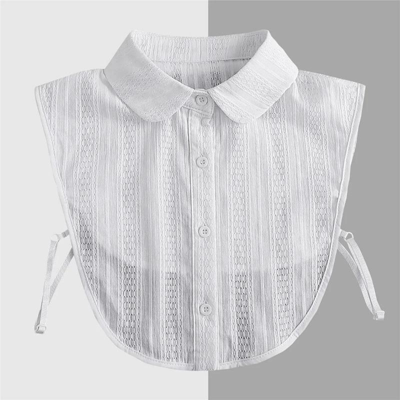 New Women White Lace Fake Collar Vintage Shirt Detachable Collar Front Tie Men Lapel Blouse Top Sweater Cotton False Collars