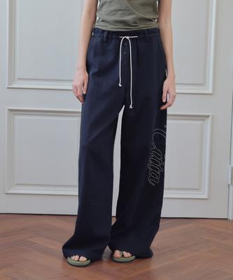 CITTA Signature Logo Linen Wide Pants_Ctb574(Navy)