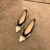 Pointed bow soft sole shallow mouth breathable single shoes women's 2026 summer flat bottom polka dot mesh Doudou fairy shoes