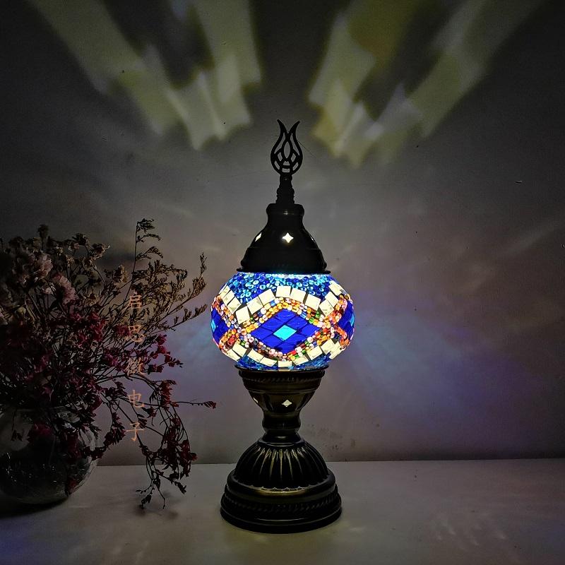 Lampada da Tavolo a Mosaico Turca Vintage Art Déco Fatta a Mano Lamparas De Mesa Vetro a Mosaico Romantica Luce da Letto Lamparas Con Mosaicos