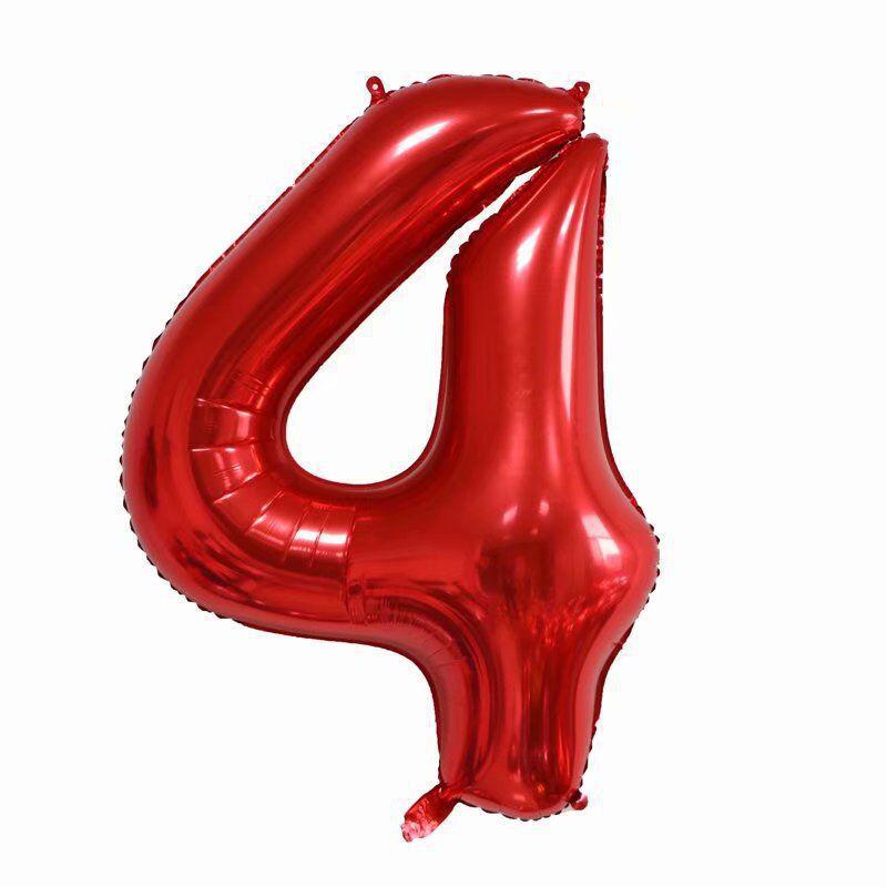 40-Zoll Schwarz Rote Zahlenballons, Einzelverpackung, Foto Geburtstag Heliumballons