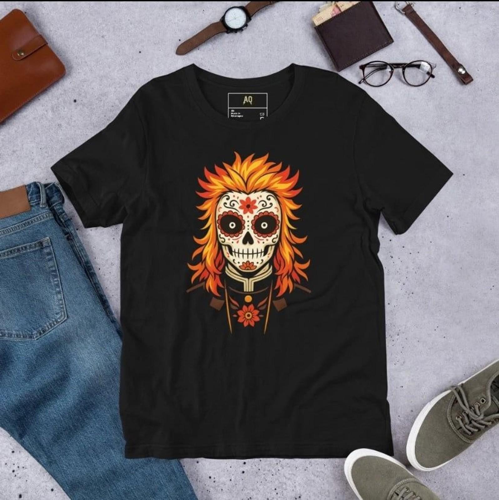 

Custom day of the dead Rengoku T-shirt 100% cotton Gildan S разноцветный