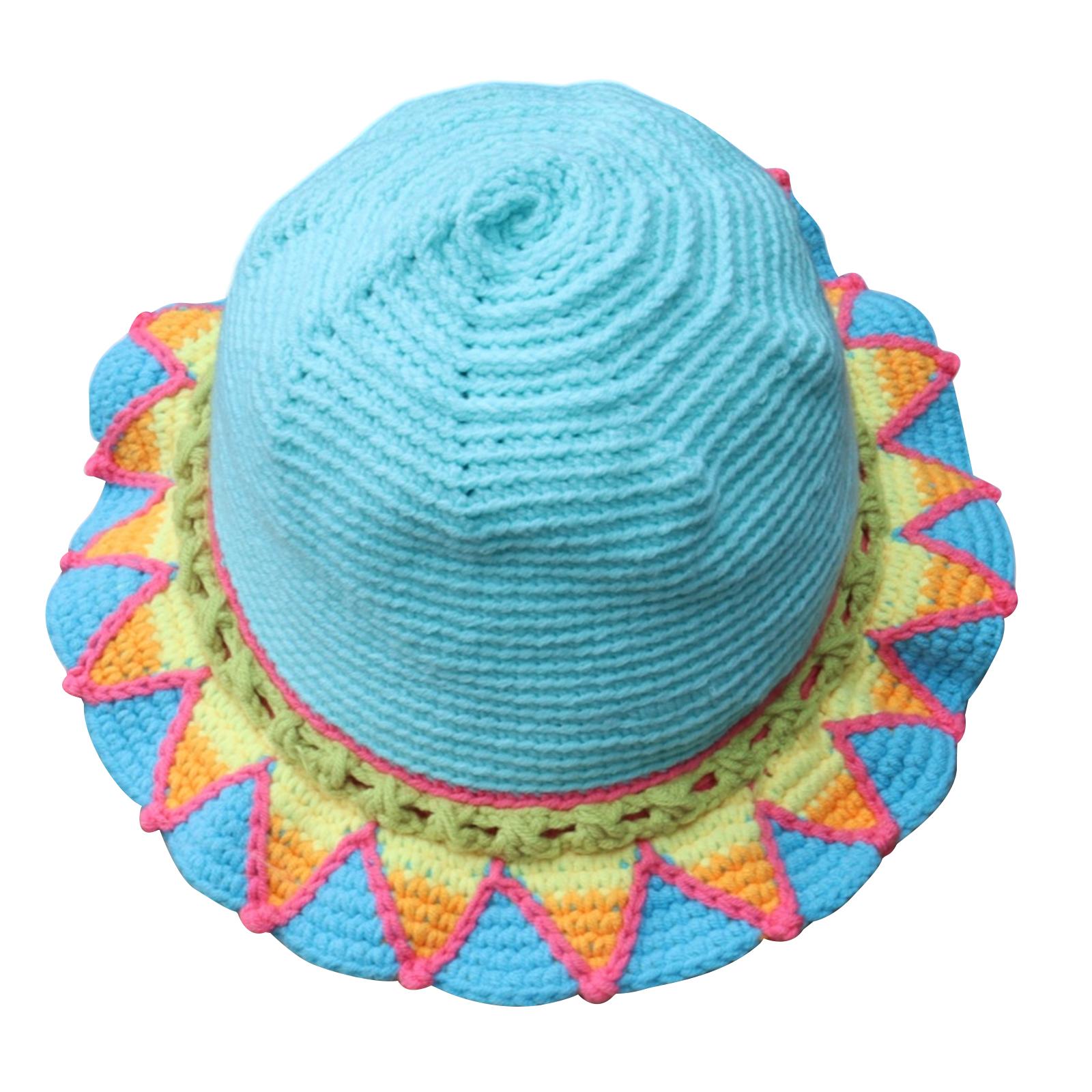 Elegant Bucket Hat for Women Fisherman Hat with Patchwork Contrast Color Sweet Sun Hat Foldable Crochet Hat for Outdoor