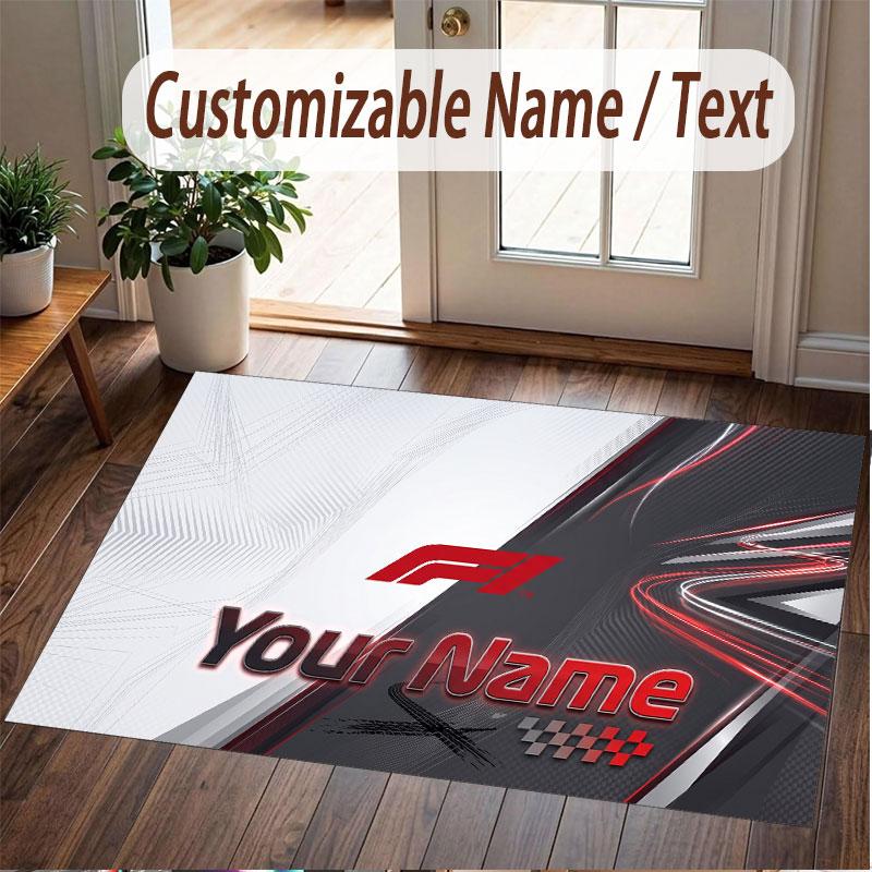 Custom Rug F1 Pattern Print Name Text Soft Non‑Slip Floor Carpet for Home Indoor Decoration