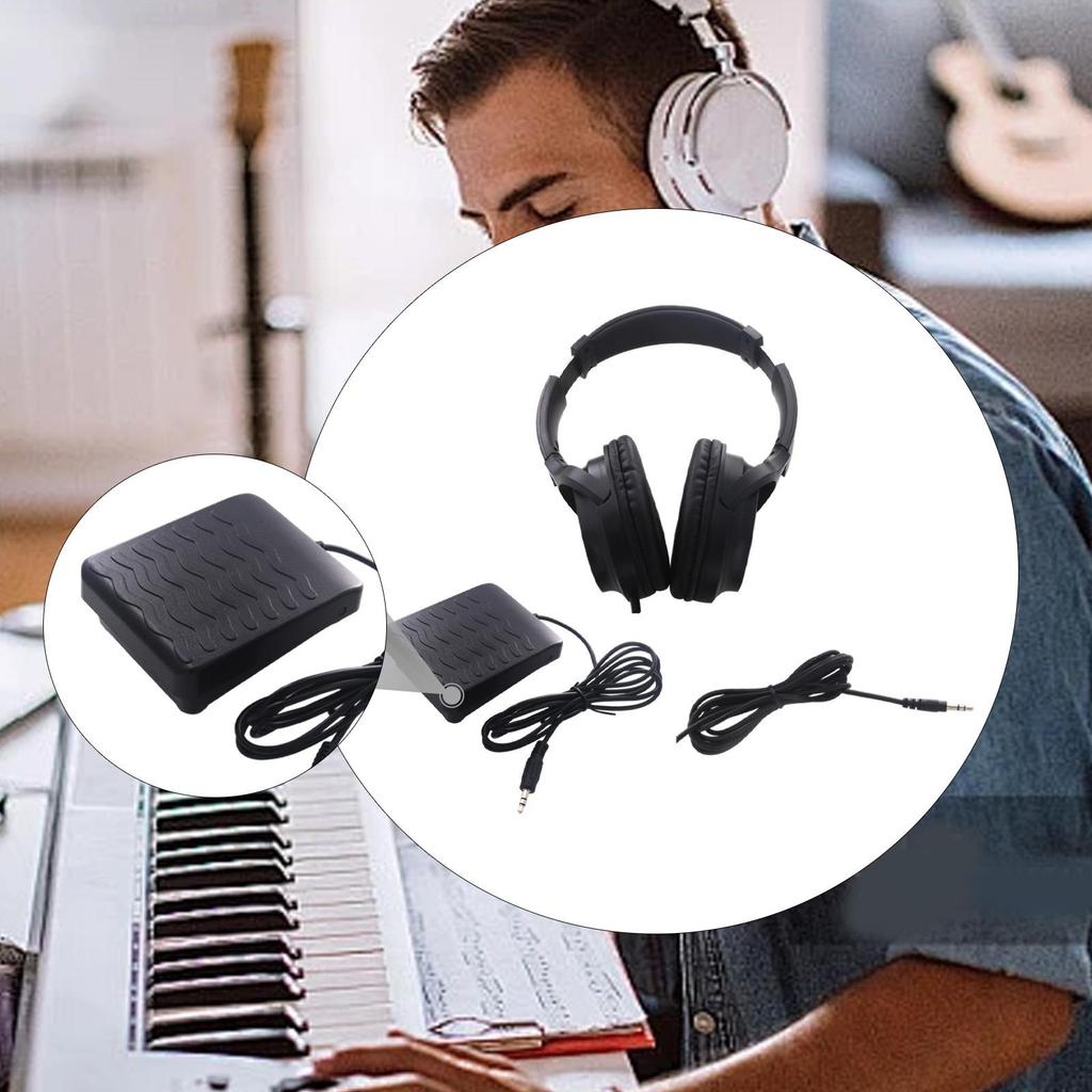 Elektrisches Klavier Sustain-Pedal Und Kopfhörer 3,5-mm-Klinke Over-Ear-Kopfhörer Für Training Musikinstrumenten-Teile Übung